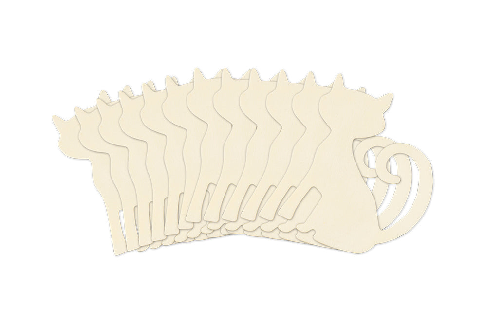 Wood Craft: 8cm Wood Shapes x12 N) Cat