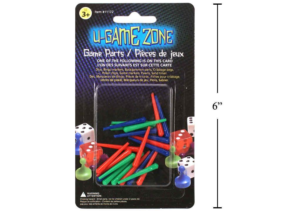 U-Game Zone 1.25" Pl. Cribbage Pegs  , 22-pc.,  b/c