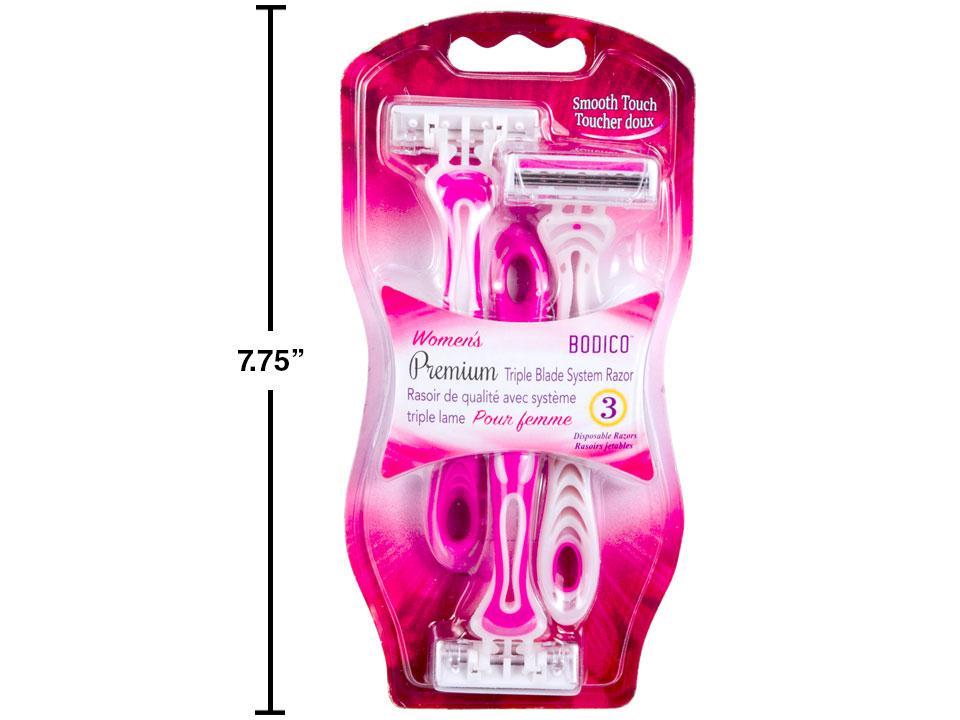 Bodico, 3-pc Ladies Razors, S/S triple blade, b/c