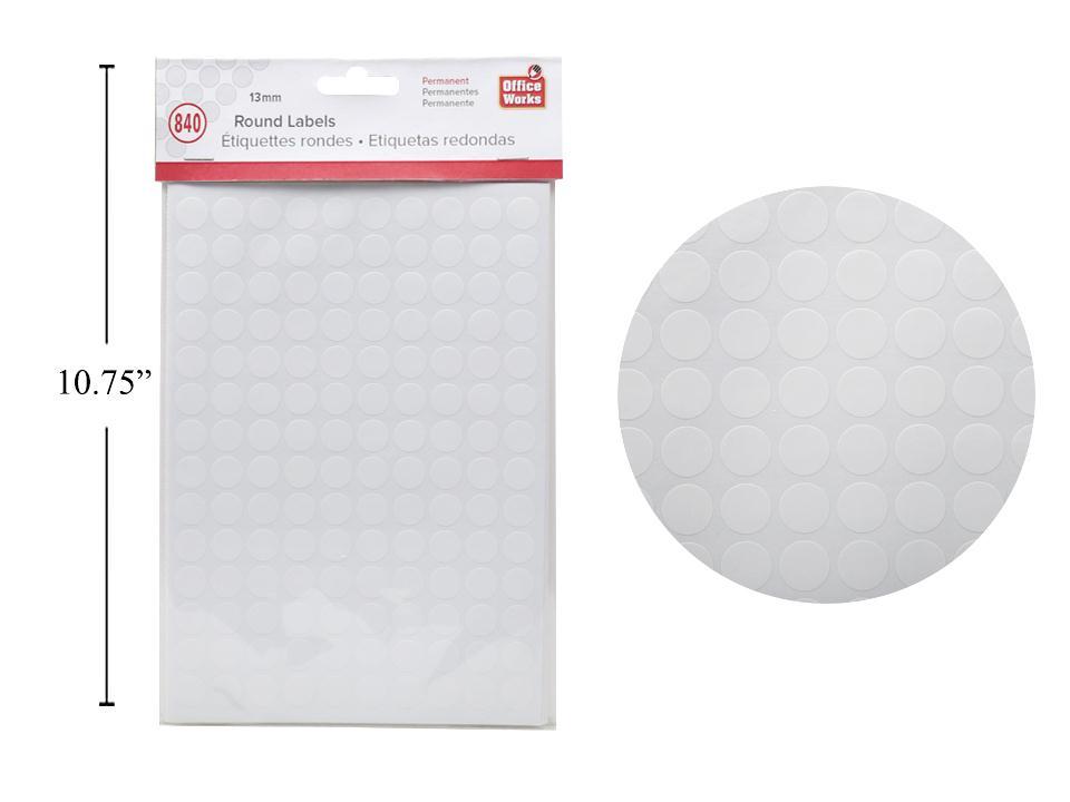O.WKs.  Round Label, 840pcs, 13mm dia, PBH