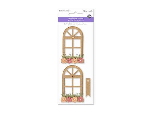 Handmade Embellish: 3D Paper & Burlap Floral Accents Self-Stick A) Arch Windows