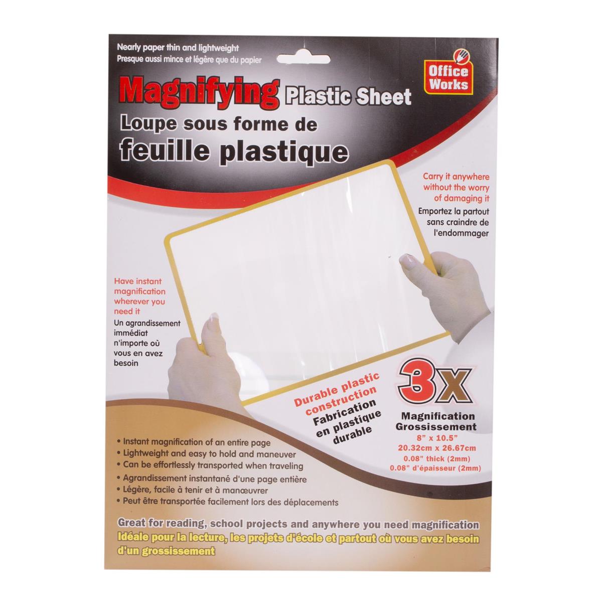 O.WKs. 8.5" x 11" Magnifier Sheet, 3X, Colour Envelop, 24/dsp