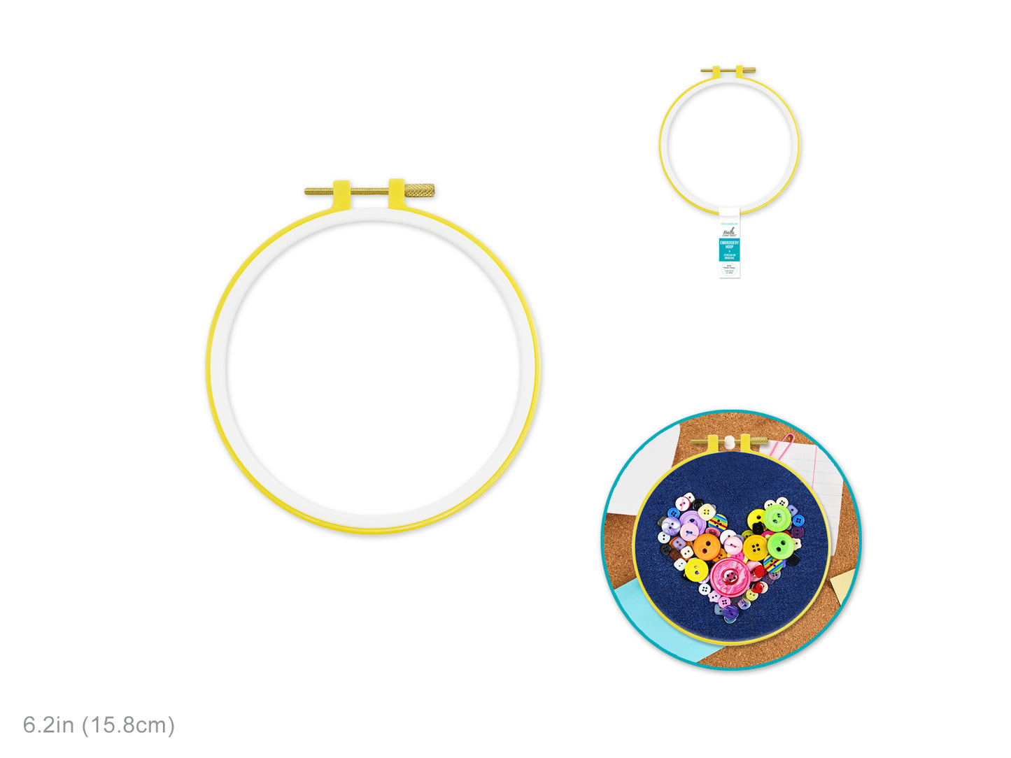 Needlecrafters: 6.4" Plastic Embroidery Hoop w/Brass Clamp