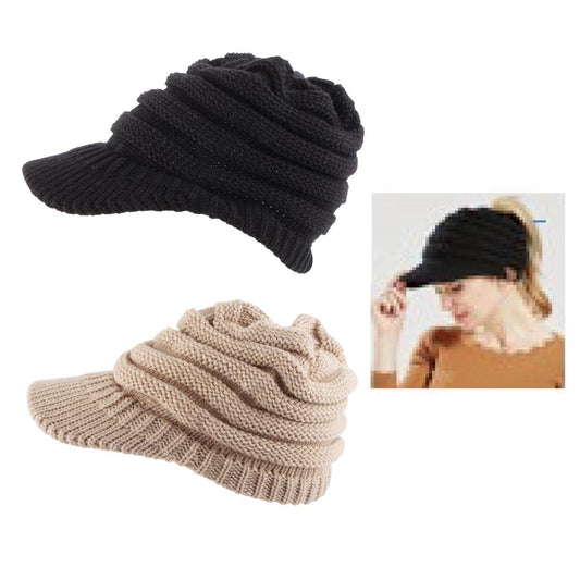 Nordic T. Beanie w Ponytail Hole & Brim, Ladies, 3 asst, ht