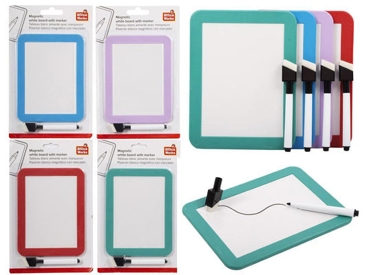 O.WKs. 4x5.5" Magnetic White Board w/Mker, 4 col.