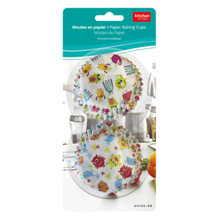 PAPER BAKING CUPS - 50PCS LARGE-2 ASST. MONSTERS