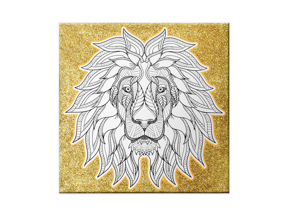 Stretch Artist Printed Canvas: 11.4"x11.4" Glitter Primed Back-Stapled A) Lion