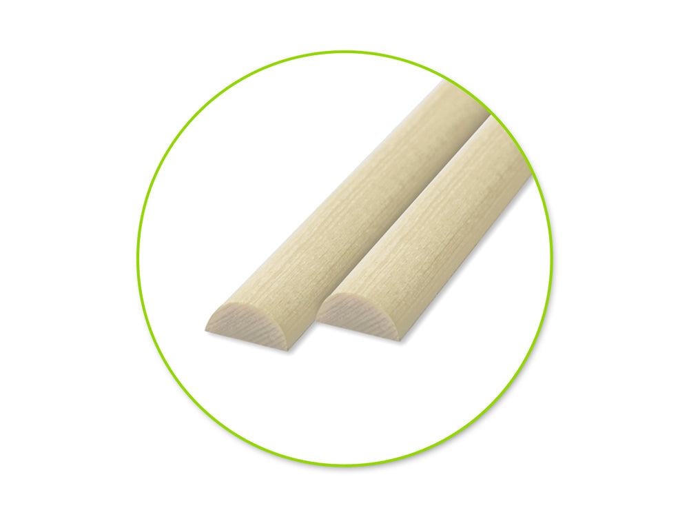 Craftwood: 3mm*6mm*30cm(L) Natural Semi-Circle Dowel x6