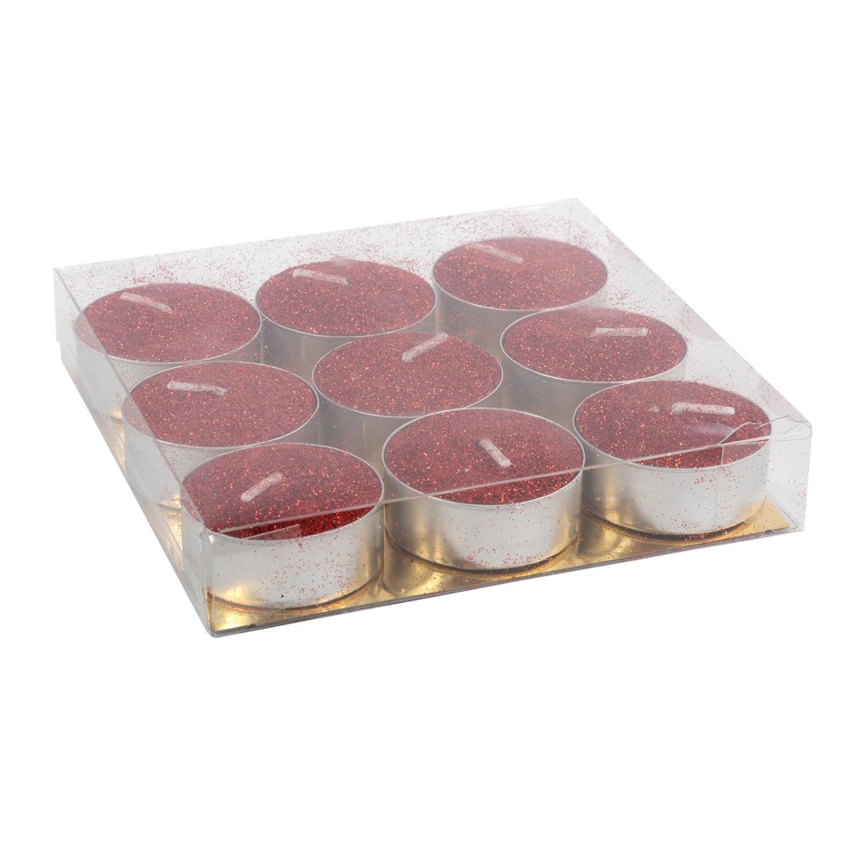 Enlighten 9pk Shimmer Red Tealight Candles, pvc box