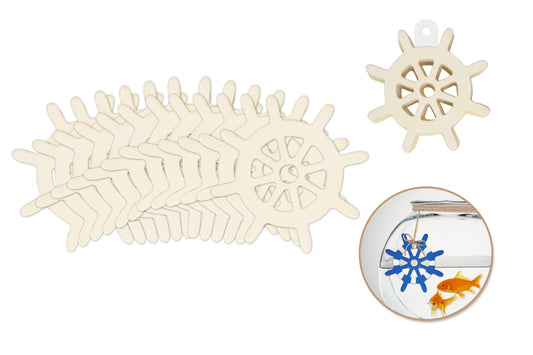 Wood Craft: 8cm Wood Shapes x12 O) Nautical Wheel