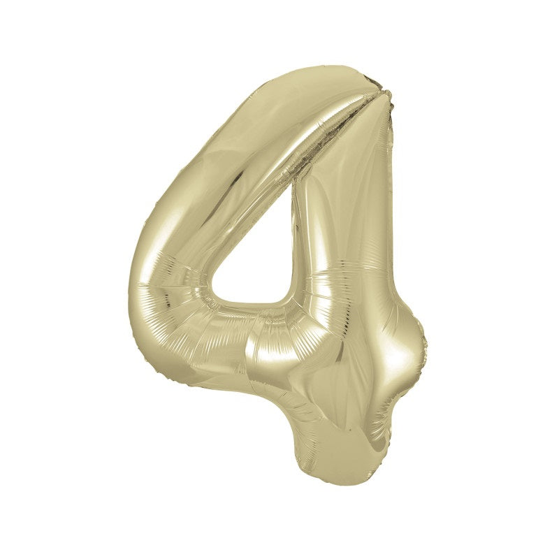 Gold Number 4 Shaped Foil Balloon 34"  Packaged