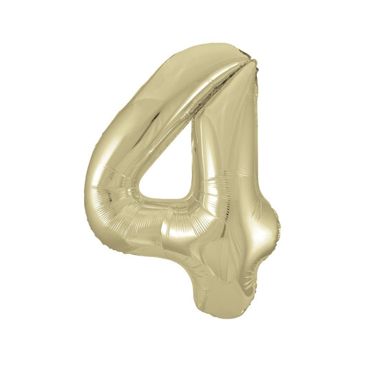 Gold Number 4 Shaped Foil Balloon 34"  Packaged