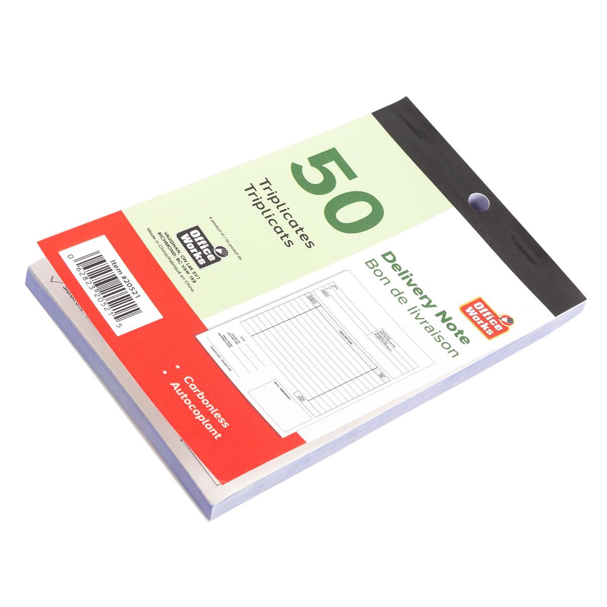 O.WKs. 50 Triplicate Delivery Book Carbonless Delivery notes book
