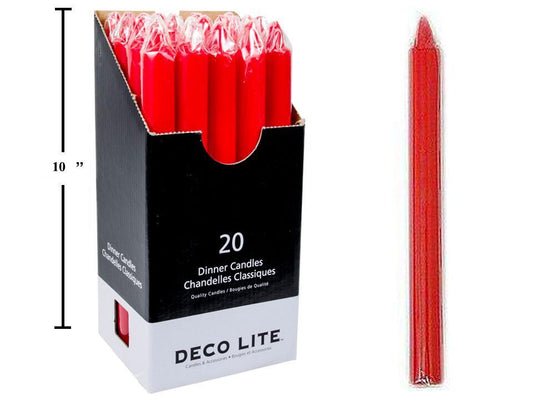 Deco Lite 10" Dinner Candle,  Red, 20/dsp, cello wrapped