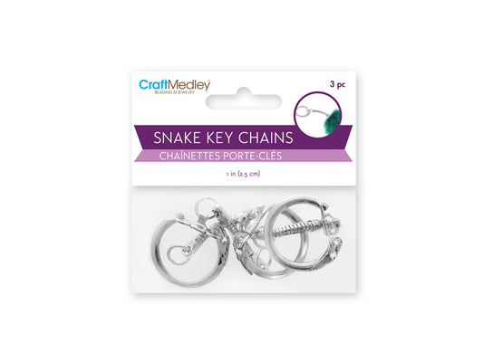 Jewelry Findings: 2.5cm Snake Key Chain 6.2cm(L) x3 B) Silver