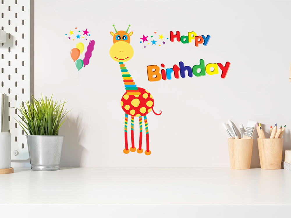 Craft Decor: 11.8"x15.75" Wall Art Clear D) Birthday Giraffe