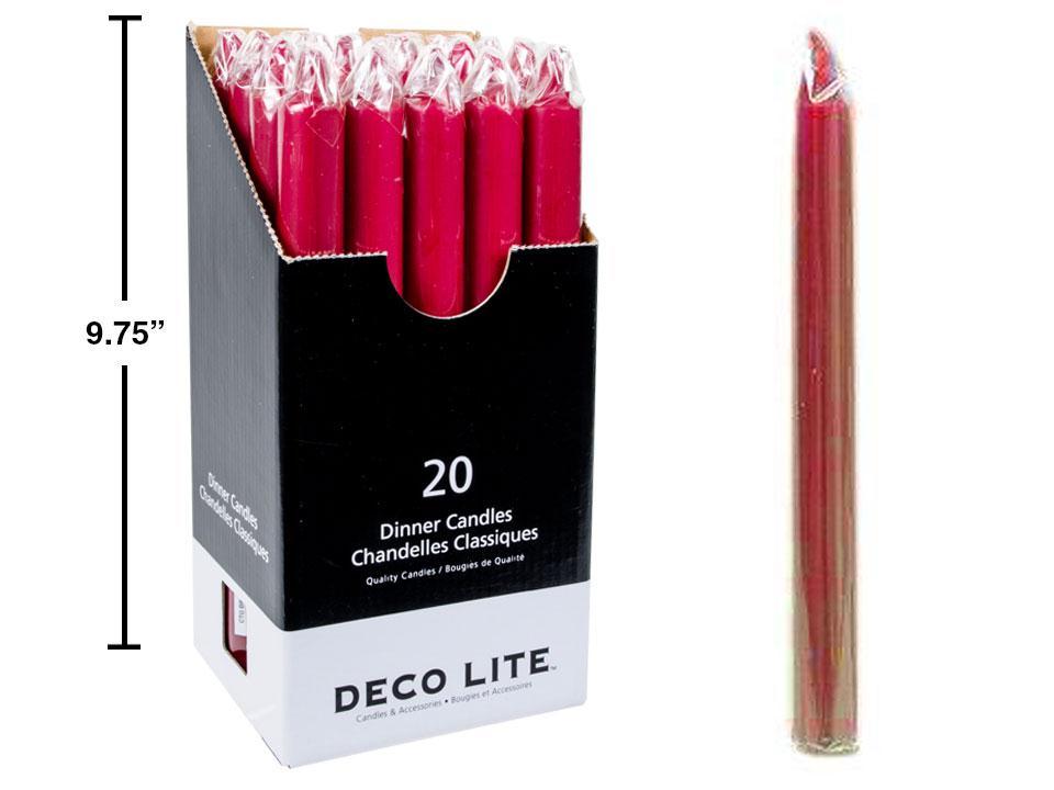 Deco Lite 10" Dinner Candle,  Burgundy, 20/dsp, cello wrapped