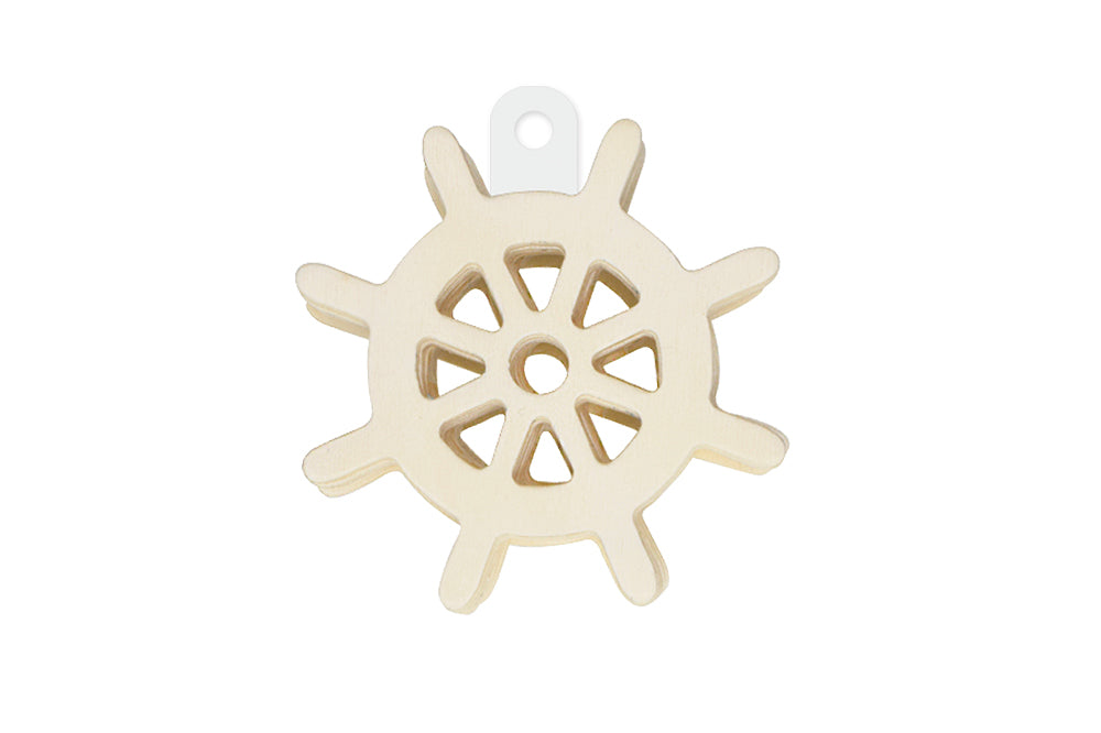 Wood Craft: 8cm Wood Shapes x12 O) Nautical Wheel