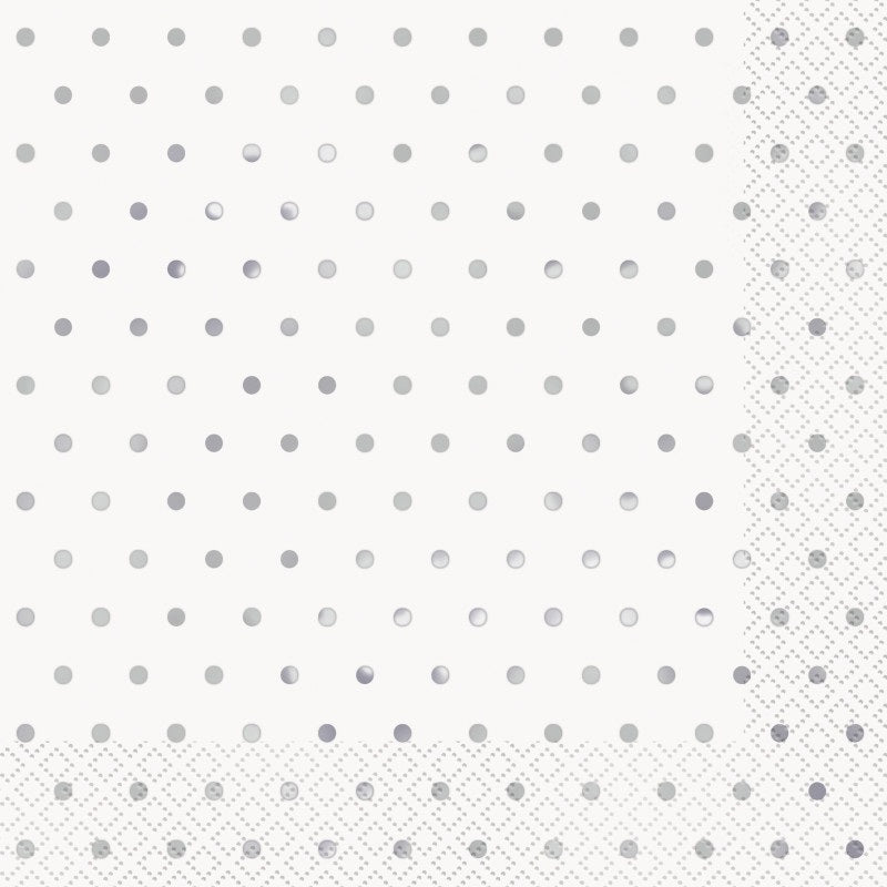 Elegant Silver Foil Dots Luncheon Napkins  16ct - Foil Stamping