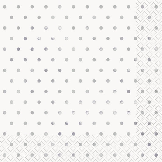 Elegant Silver Foil Dots Luncheon Napkins  16ct - Foil Stamping