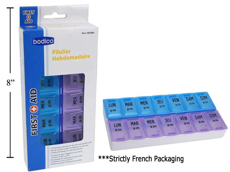 Bodico, Weekly Pill Box Organizer, FRENCH, window box