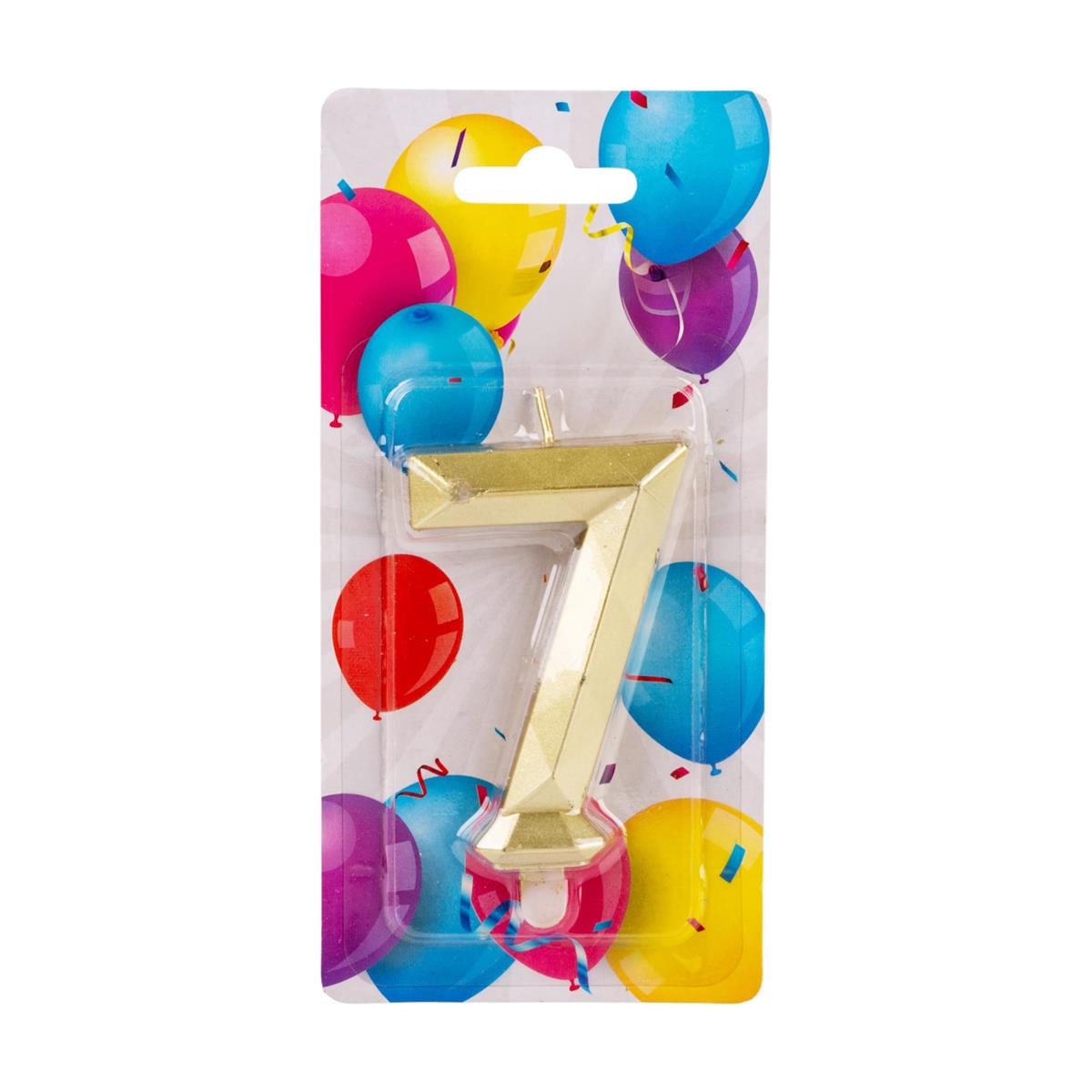 Let's Party #7 Diamond Cut Gold Birthday Candle set