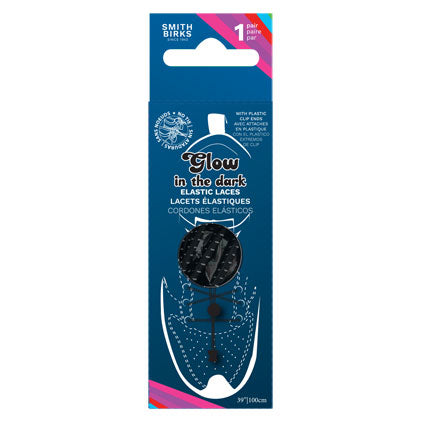39" ROUND ELASTIC-GLOW IN THE DARK SHOE LACES-BLAC