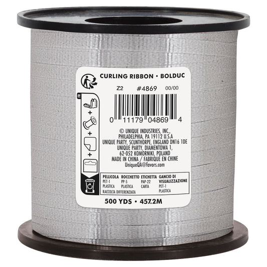 Silver Curling Ribbon – 500 Yards Balloon & Gift Ribbon