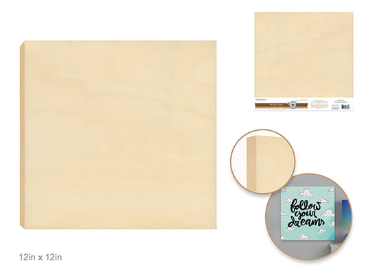 Wood Craft: 12"x12" DIY Art Panel Natural 0.7" Deep