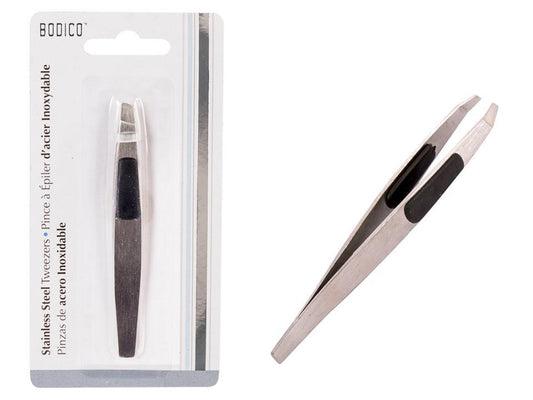 Bodico S/S Tweezer w/Grippers, b/c, col. black grip, inner box, (HZ)