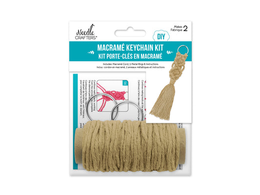 Needlecrafters: DIY Macramé Keychain Kit w/Key Ring~ Makes 2 C) Natural