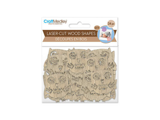 Wood Craft: 3cm+4cm Laser-Cut Ornate Wood Shapes 24pc D) Owl