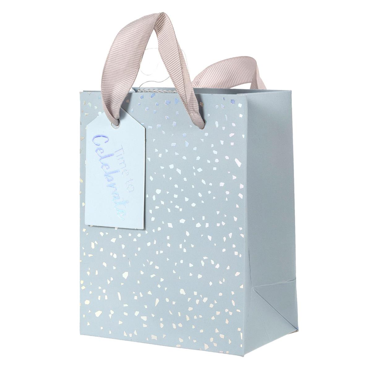 Paper T. DLX Gift Bag, Small, Grey Sparkle, Matte 210GSM, HS Tag +j-hook