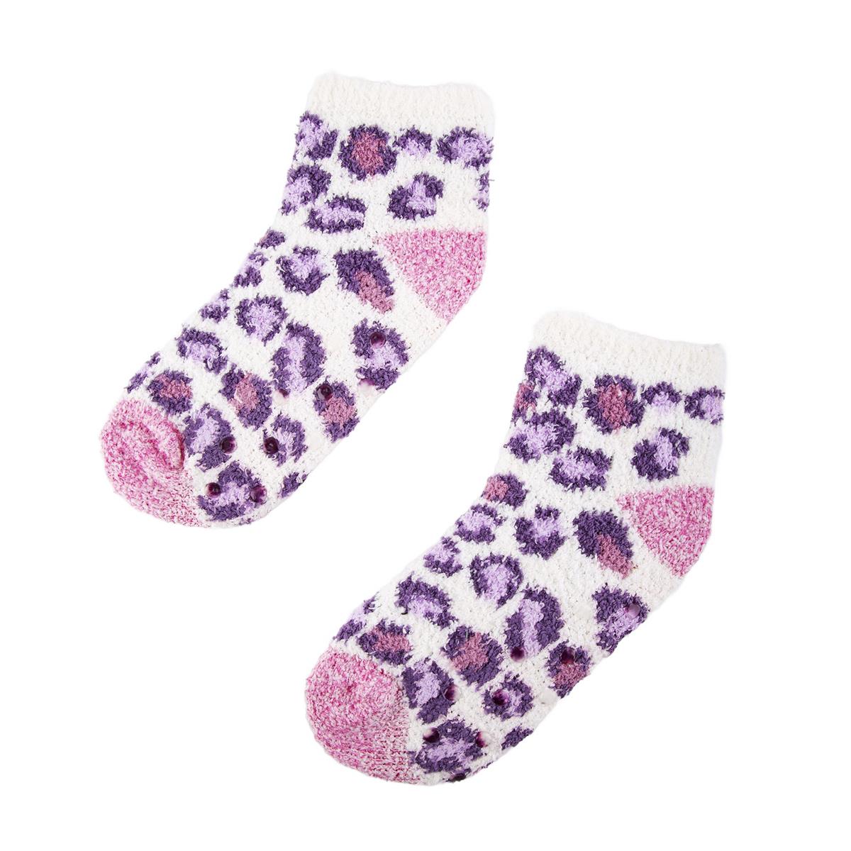 NordicT. Ladies Animal Fuzzy Socks 3 asst, ankle w antislip, hc