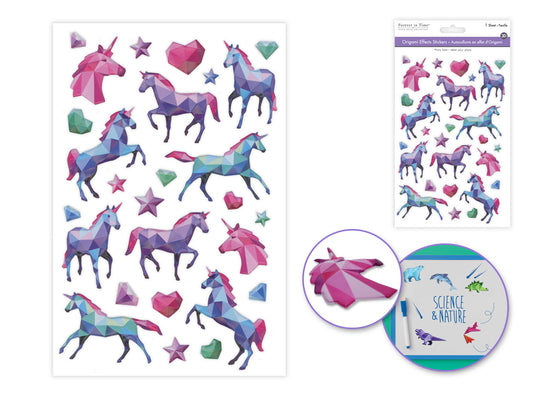 Paper Craft Sticker: 5.7"x9.8" 3D Origami Effects PVC D) Unicorn