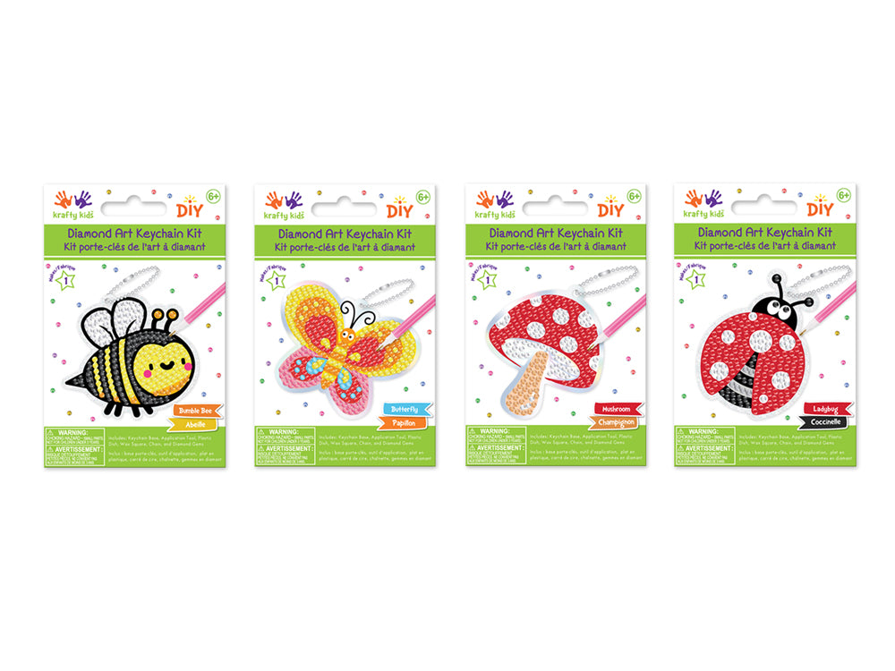 Krafty Kids Kit: Diamond Painting DIY Keychain Kit Assorted 1eax4styles A) Outdoor Splendor