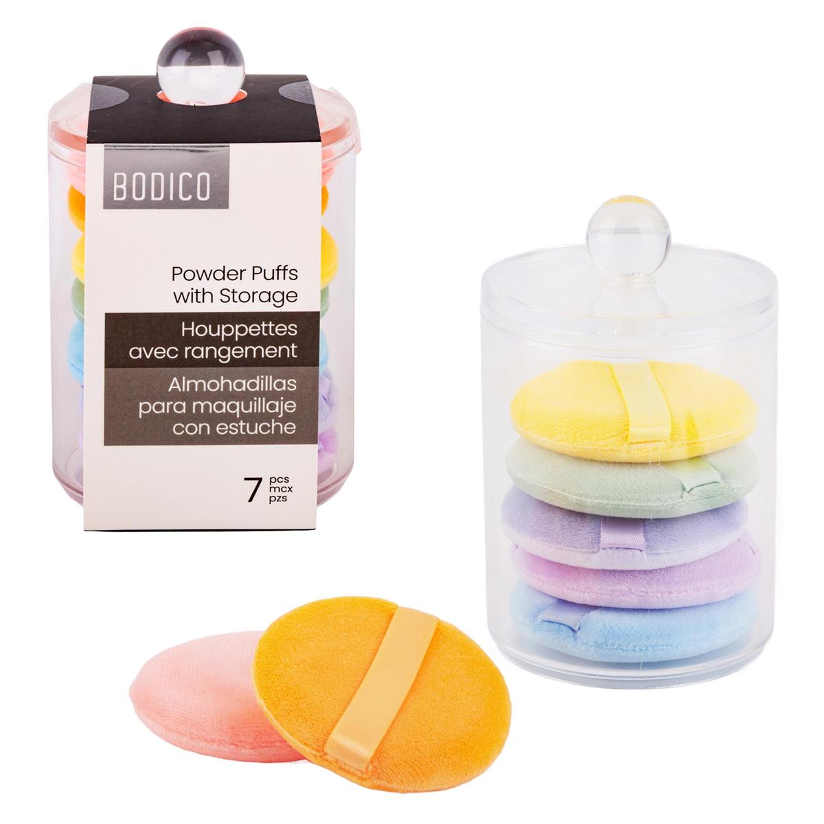 Bodico,7-pc Sponges w/Clear Storage multi-col, 6cm dia, wrap,