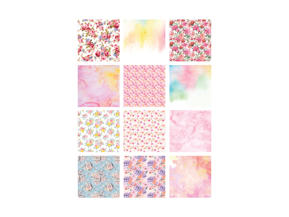 Paper Pads: 6"x6" Perfect Prints Stack Packs x24 Assorted T) Bright Botanicals