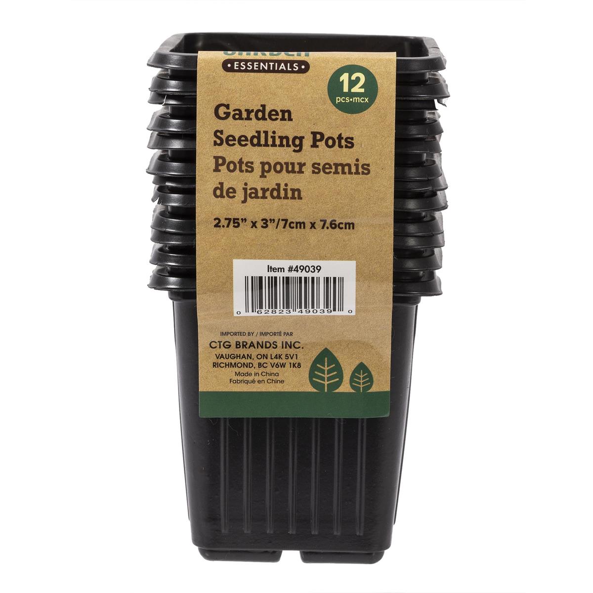 Garden E. 12pc Garden Seedling Pots , 2.75"x2.75"x3", colour label