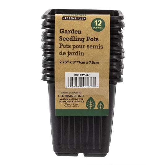 Garden E. 12pc Garden Seedling Pots , 2.75"x2.75"x3", colour label