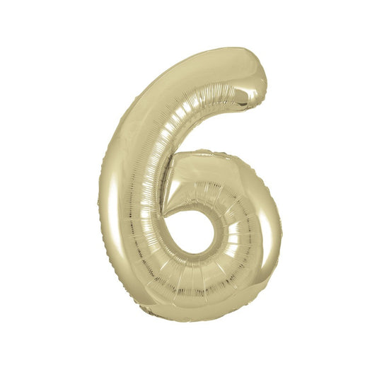 Gold Number 6 Shaped Foil Balloon 34"  Packaged