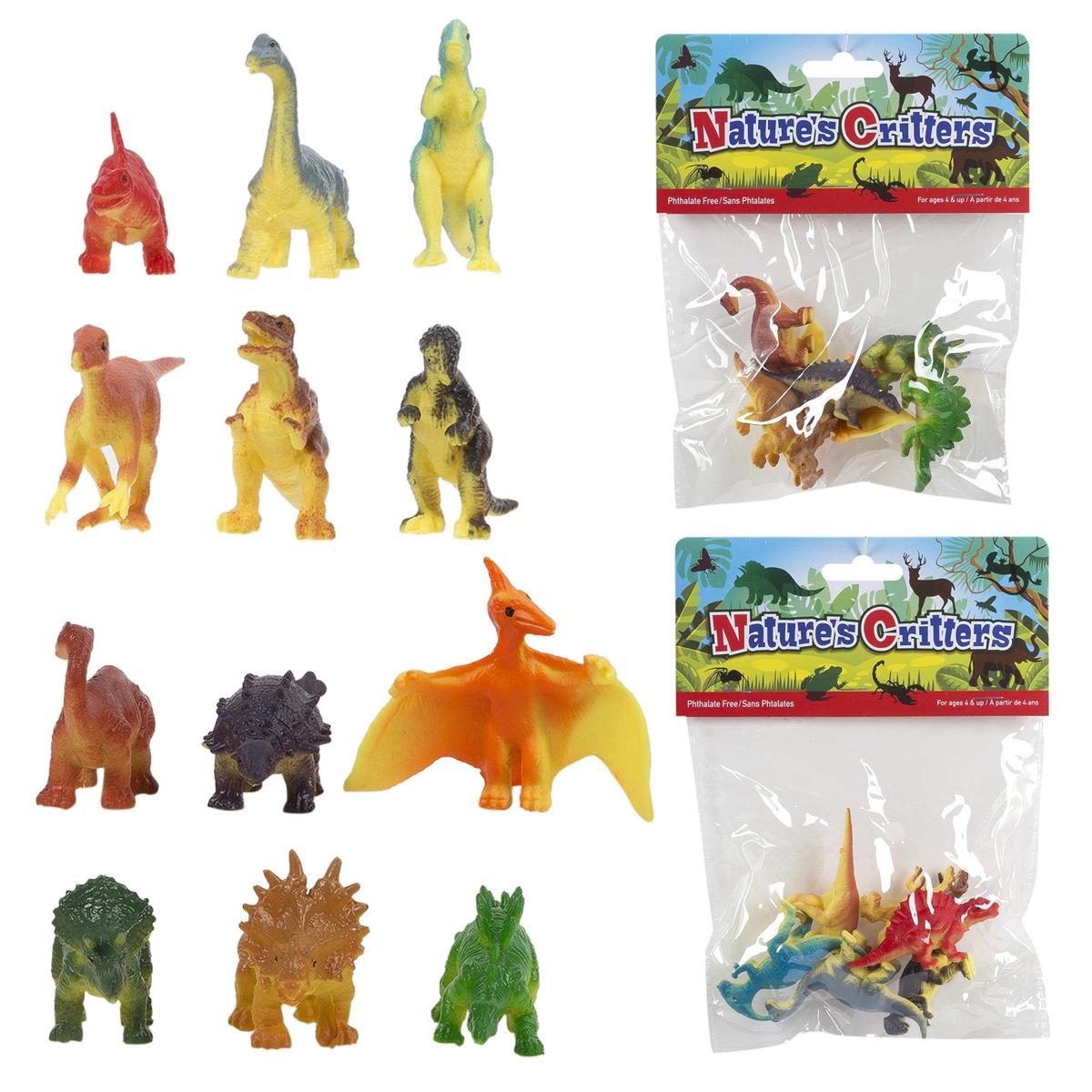 Nature's Critters, 6-pc, Dinosaur PVC bag, 2/s, header card(CS)