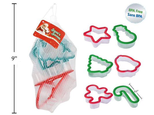 S.Secrets 6pk Xmas Cookie Cutters in Mesh Bag, 2 Cols., col. tag