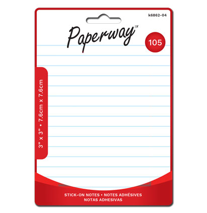 STICK-ON NOTES - 3"x 3" LINED