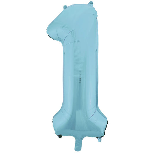 Powder Blue Number 1 Shaped Foil Balloon 34"  Packaged