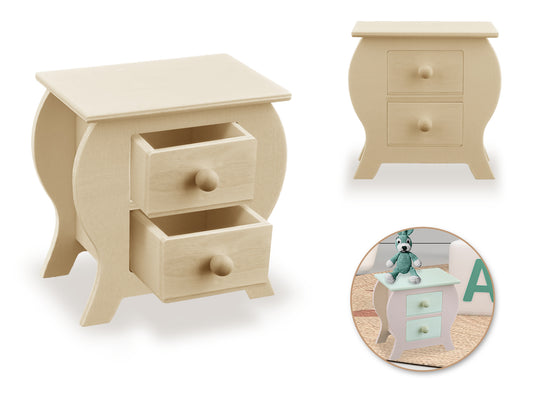 Wood Craft: 3.9"x2.6"x3.9" Mini DIY Dresser/Drawers
