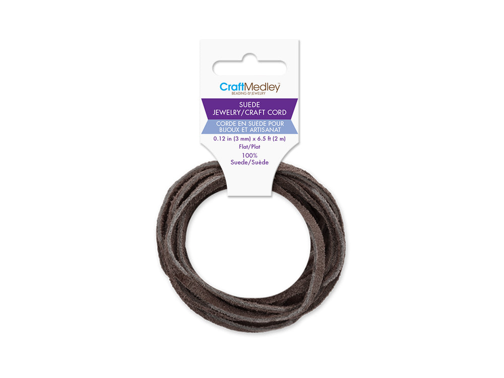Jewelry/Craft Cord: 100% Suede 3mm Flat x2m A) Dark Brown