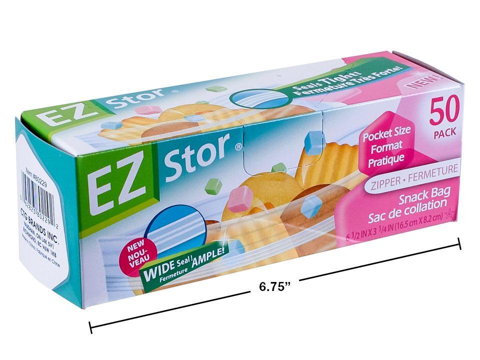 EZ-Stor 50-pc 6.5"x3.25" Zipper  Seal Snack Bag (A385285)