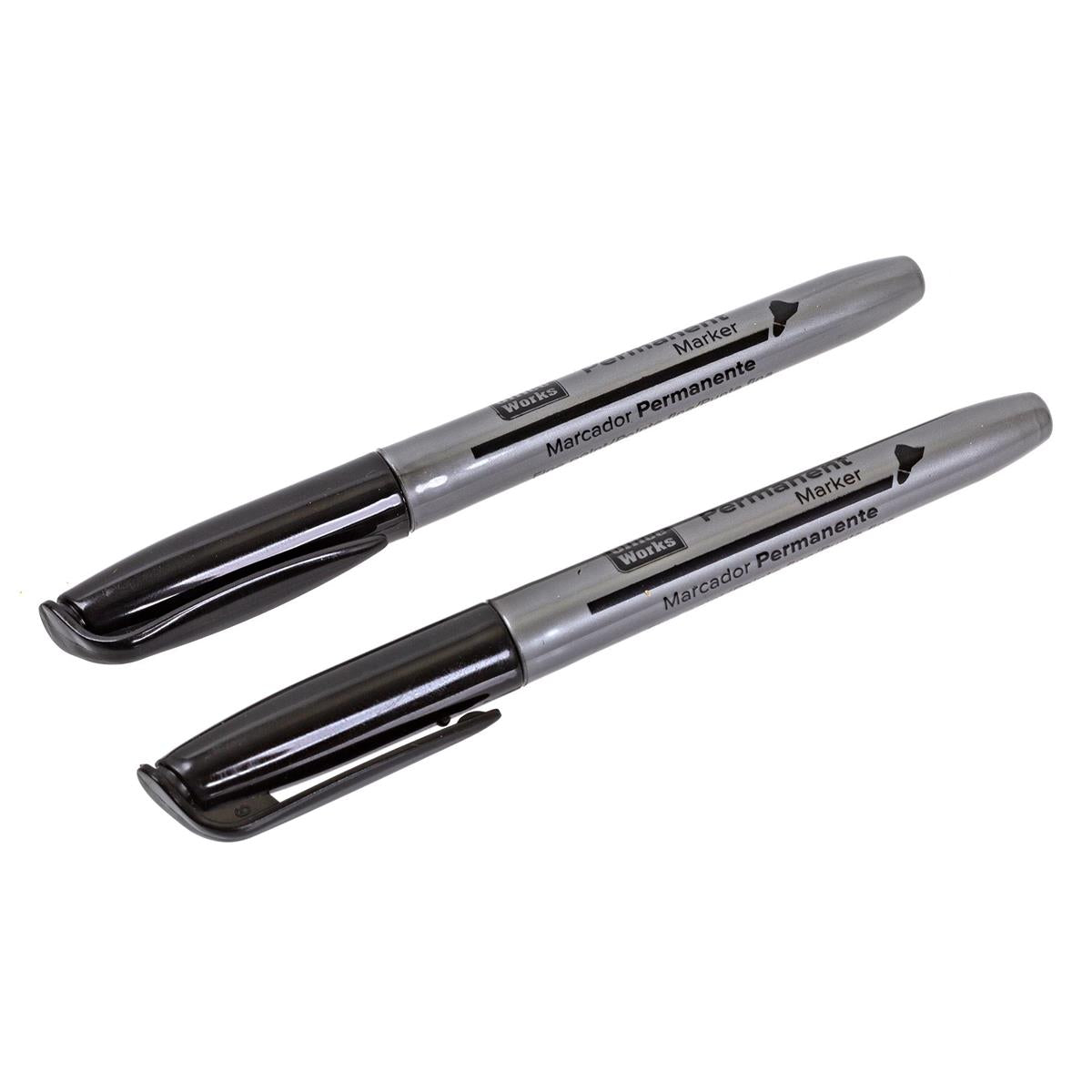 O.WKs. 2-Pk Fine Point Permanent Mkrs, Black color, b/c