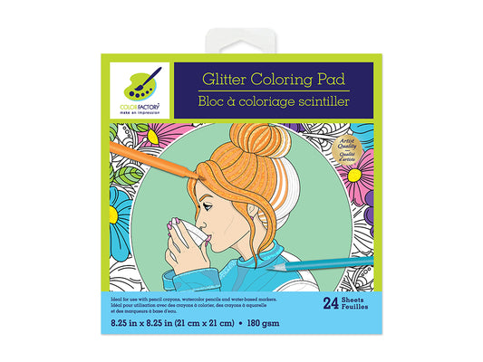 Color Factory: Glitter Coloring Pad 8.25"X8.25" 180Gsm 24Sht K) Glamorous